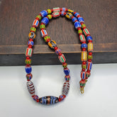 Chevron and White Heart Venetian Beads African Glass Beads Necklace #NC-102